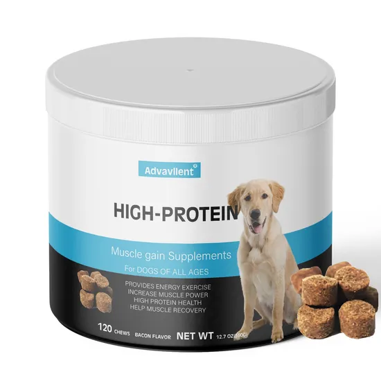 Nutritional Best Dog Food Chews to Gain Weight and Muscle, High Protein Muscle Builder Pet Supplement 
